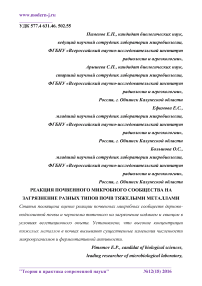 Реакция почвенного микробного сообщества на загрязнение разных типов почв тяжелыми металлами