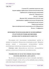 Возможности использования мультимедийных средств при изучении дисциплины "Безопасность жизнедеятельности"