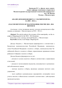 Анализ доходов бюджета г. Магнитогорска за 2010 - 2014 гг
