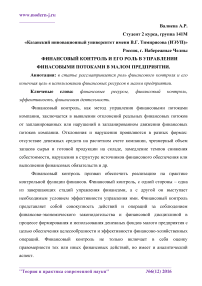 Финансовый контроль и его роль в управлении финансовыми потоками в малом предприятии