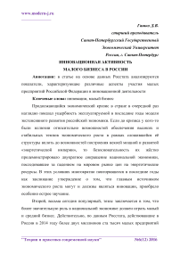 Инновационная активность малого бизнеса в России