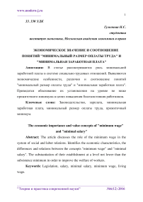 Экономическое значение и соотношение понятий "минимальный размер оплаты труда" и "минимальная заработная плата"