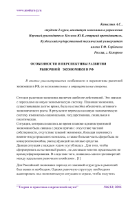 Особенности и перспективы развития рыночной экономики в РФ