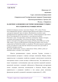 Валютное замещение в истории экономики Турции с 80-х годов по настоящее время