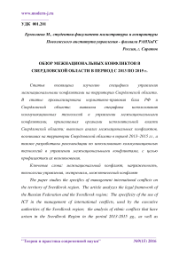 Обзор межнациональных конфликтов в Свердловской области в период с 2013 по 2015 г