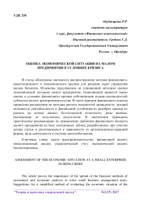 Оценка экономической ситуации на малом предприятии в условиях кризиса