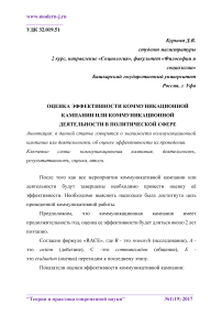 Оценка эффективности коммуникационной кампании или коммуникационной деятельности в политической сфере