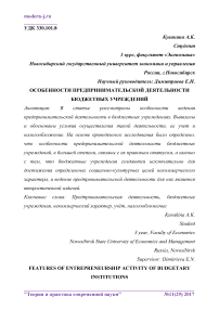 Особенности предпринимательской деятельности бюджетных учреждений