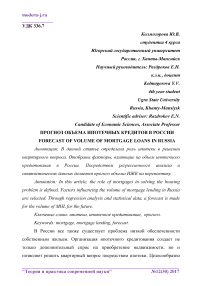 Прогноз объема ипотечных кредитов в России