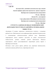 Структура занятых по видам экономической деятельности и группам занятий на региональном рынке труда