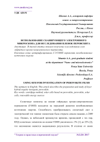 Использование сканирующего электронного микроскопа для исследования пленок перовскита