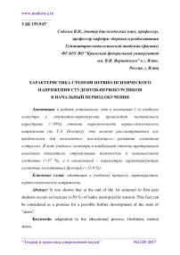 Характеристика степени нервно-психического напряжения студентов-первокурсников в начальный период обучения