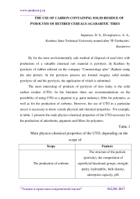 The use of carbon containing solid residue of pyrolysis of retired cereals-agabaritic tires