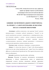 Влияние экспериментального гипертиреоза на процесс "саморазогревания" белых крыс после глубокой гипотермии