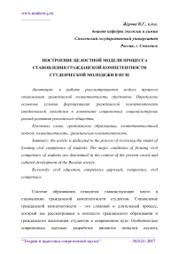 Построение целостной модели процесса становления гражданской компетентности студенческой молодежи в вузе