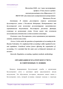 Организация бухгалтерского учета в современных условиях