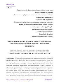 Объективно-идеалистическая диалектика природы в философии Фридриха Вильгельма Йозефа фон Шеллинга