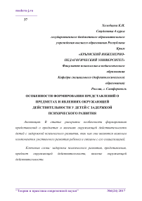 Особенности формирования представлений о предметах и явлениях окружающей действительности у детей с задержкой психического развития