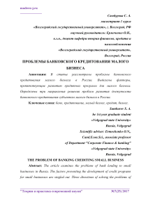 Проблемы банковского кредитования малого бизнеса