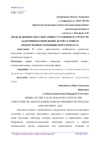 Модель ценностно-смысловых установок в структуре адаптивного поведения детей старшего подросткового и юношеского возраста