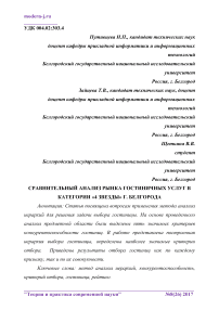 Сравнительный анализ рынка гостиничных услуг в категории "4 звезды" г. Белгорода