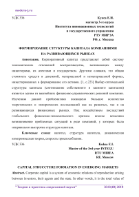 Формирование структуры капитала компаниями на развивающихся рынках