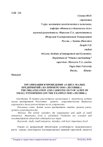 Организация и проведение аудита малых предприятий ( на примере ООО "Лесовик")