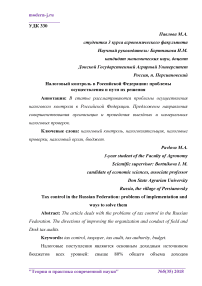 Налоговый контроль в Российской Федерации: проблемы осуществления и пути их решения