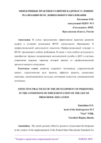 Эффективные практики развития кадров в условиях реализации ФГОС дошкольного образования