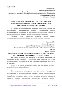 Использование гармонического анализа для прогнозирования потребности предприятий автосервиса в запасных частях