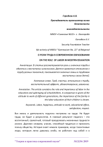 О роли труда в современном образовании