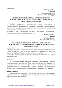 Необходимость перехода от монолитной к микросервисной архитектуре при разработке и внедрении BSS-решений