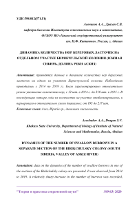 Динамика количества нор береговых ласточек на отдельном участке Бирикчульской колонии (Южная Сибирь, долина реки Аскиз)