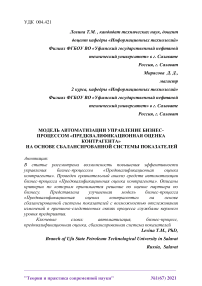 Модель автоматизации управление бизнес-процессом "предквалификационная оценка контрагента" на основе сбалансированной системы показателей