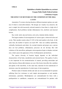 The effect of dentures on the condition of the oral cavity