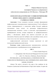 Психолого-педагогические условия формирования профессионального самоопределения у старшеклассников