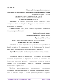 Анализ рынка электронных денег в Республике Беларусь