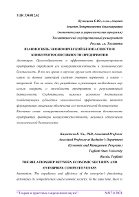 Взаимосвязь экономической безопасности и конкурентоспособности предприятия