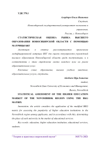 Статистическая оценка рынка высшего образования Новосибирской области с помощью матрицы БКГ