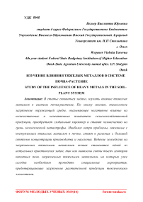 Изучение влияния тяжелых металлов в системе почва-растение