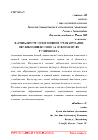 Факторы внутренней и внешней среды компании, оказывающие влияние на её финансовую устойчивость