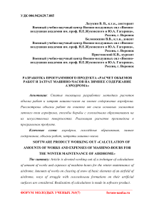 Разработка программного продукта "Расчет объемов работ и затрат машино-часов на зимнее содержание аэродрома"