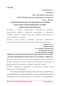 Совершенствование организации закупочной деятельности предприятия на основе логистического подхода