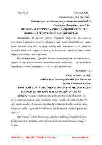 Проблемы, сдерживающие развитие среднего бизнеса в Республике Башкортостан