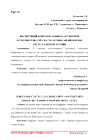 Бюджетный контроль законодательной и исполнительной власти: основные проблемы регионального уровня