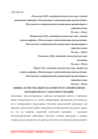 Оценка качества выпускаемой тротуарной плитки методом полусухого прессования