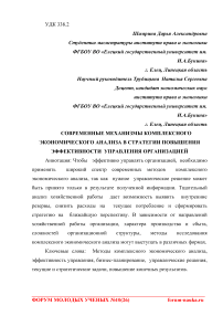 Современные механизмы комплексного экономического анализа в стратегии повышения эффективности управления организацией