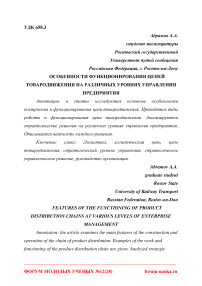 Особенности функционирования цепей товародвижения на различных уровнях управления предприятия