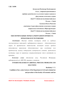 Обеспечительные меры в арбитражном процессе: проблемы и пути решения