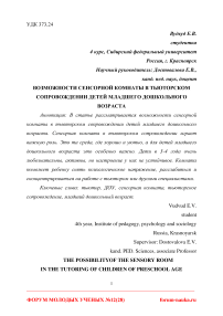 Возможности сенсорной комнаты в тьюторском сопровождении детей младшего дошкольного возраста